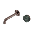 An image of Nero Tapware's Serenity Progressive Wall Basin Mixer 160mm Spout With Verde Alpi Handle Brushed Bronze