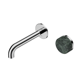 An image of Nero Tapware's Serenity Progressive Wall Basin Mixer 160mm Spout With Verde Alpi Handle Chrome