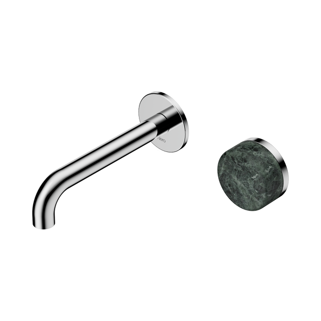 An image of Nero Tapware's Serenity Progressive Wall Basin Mixer 160mm Spout With Verde Alpi Handle Chrome