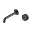 An image of Nero Tapware's Serenity Progressive Wall Basin Mixer 160mm Spout With Verde Alpi Handle Gun Metal