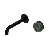 An image of Nero Tapware's Serenity Progressive Wall Basin Mixer 160mm Spout With Verde Alpi Handle Matt Black