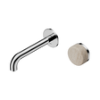 An image of Nero Tapware's Serenity Progressive Wall Basin Mixer 160mm Spout With Rome Travertine Handle Chrome