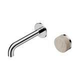 An image of Nero Tapware's Serenity Progressive Wall Basin Mixer 160mm Spout With Rome Travertine Handle Chrome
