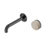 An image of Nero Tapware's Serenity Progressive Wall Basin Mixer 160mm Spout With Rome Travertine Handle Gun Metal