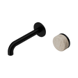 An image of Nero Tapware's Serenity Progressive Wall Basin Mixer 160mm Spout With Rome Travertine Handle Matt Black