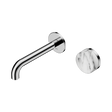 An image of Nero Tapware's Serenity Progressive Wall Basin Mixer 160mm Spout With Arabescato Corchia Handle Chrome