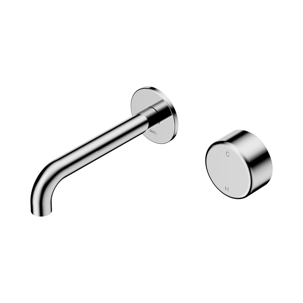 An image of Nero Tapware's Serenity Progressive Wall Basin Mixer 160mm Spout With Metal Handle Chrome
