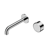 An image of Nero Tapware's Serenity Progressive Wall Basin Mixer 160mm Spout With Metal Handle Chrome