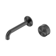 An image of Nero Tapware's Serenity Progressive Wall Basin Mixer 160mm Spout With Metal Handle Gun Metal