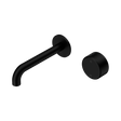 An image of Nero Tapware's Serenity Progressive Wall Basin Mixer 160mm Spout With Metal Handle Matt Black
