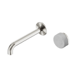 An image of Nero Tapware's Serenity Progressive Wall Basin Mixer 185mm Spout With Carrara Handle Brushed Nickel