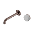 An image of Nero Tapware's Serenity Progressive Wall Basin Mixer 185mm Spout With Carrara Handle Brushed Bronze