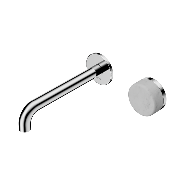An image of Nero Tapware's Serenity Progressive Wall Basin Mixer 185mm Spout With Carrara Handle Chrome