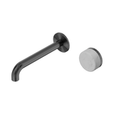 An image of Nero Tapware's Serenity Progressive Wall Basin Mixer 185mm Spout With Carrara Handle Gun Metal