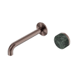 An image of Nero Tapware's Serenity Progressive Wall Basin Mixer 185mm Spout With Verde Alpi Handle Brushed Bronze