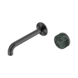 An image of Nero Tapware's Serenity Progressive Wall Basin Mixer 185mm Spout With Verde Alpi Handle Gun Metal