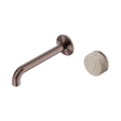 An image of Nero Tapware's Serenity Progressive Wall Basin Mixer 185mm Spout With Rome Travertine Handle Brushed Bronze