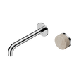 An image of Nero Tapware's Serenity Progressive Wall Basin Mixer 185mm Spout With Rome Travertine Handle Chrome