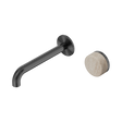 An image of Nero Tapware's Serenity Progressive Wall Basin Mixer 185mm Spout With Rome Travertine Handle Gun Metal