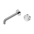 An image of Nero Tapware's Serenity Progressive Wall Basin Mixer 185mm Spout With Arabescato Corchia Handle Chrome