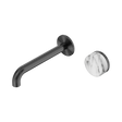 An image of Nero Tapware's Serenity Progressive Wall Basin Mixer 185mm Spout With Arabescato Corchia Handle Gun Metal