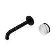An image of Nero Tapware's Serenity Progressive Wall Basin Mixer 185mm Spout With Arabescato Corchia Handle Matt Black