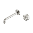 An image of Nero Tapware's Serenity Progressive Wall Basin Mixer 185mm Spout With Metal Handle Brushed Nickel
