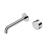An image of Nero Tapware's Serenity Progressive Wall Basin Mixer 185mm Spout With Metal Handle Chrome