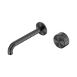 An image of Nero Tapware's Serenity Progressive Wall Basin Mixer 185mm Spout With Metal Handle Gun Metal