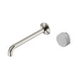 An image of Nero Tapware's Serenity Progressive Wall Basin Mixer 220mm Spout With Carrara Handle Brushed Nickel