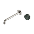 An image of Nero Tapware's Serenity Progressive Wall Basin Mixer 220mm Spout With Verde Alpi Handle Brushed Nickel