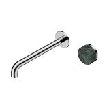 An image of Nero Tapware's Serenity Progressive Wall Basin Mixer 220mm Spout With Verde Alpi Handle Chrome