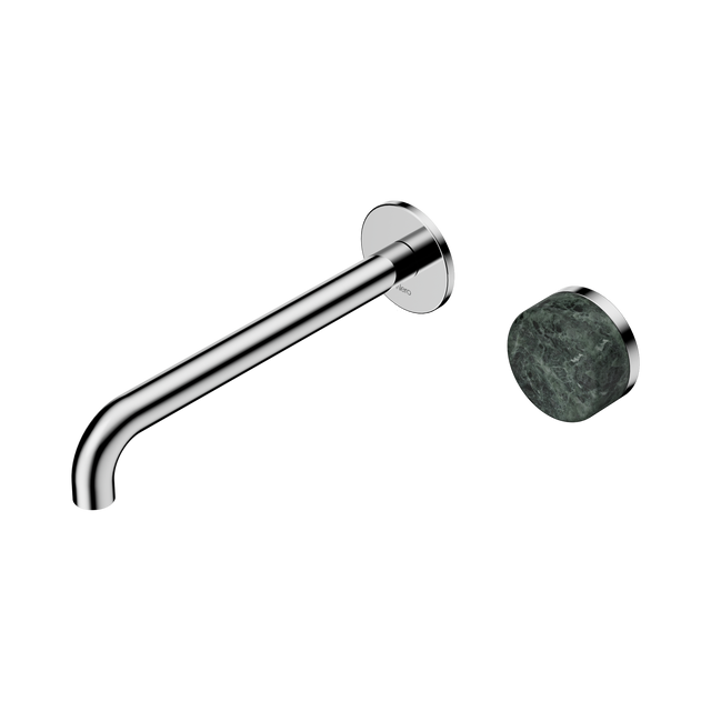 An image of Nero Tapware's Serenity Progressive Wall Basin Mixer 220mm Spout With Verde Alpi Handle Chrome