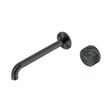An image of Nero Tapware's Serenity Progressive Wall Basin Mixer 220mm Spout With Verde Alpi Handle Gun Metal