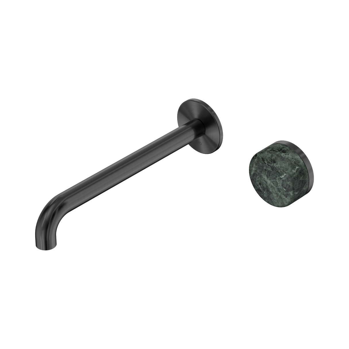 An image of Nero Tapware's Serenity Progressive Wall Basin Mixer 220mm Spout With Verde Alpi Handle Gun Metal