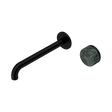 An image of Nero Tapware's Serenity Progressive Wall Basin Mixer 220mm Spout With Verde Alpi Handle Matt Black