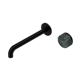 An image of Nero Tapware's Serenity Progressive Wall Basin Mixer 220mm Spout With Verde Alpi Handle Matt Black