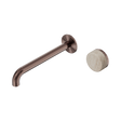 An image of Nero Tapware's Serenity Progressive Wall Basin Mixer 220mm Spout With Rome Travertine Handle Brushed Bronze