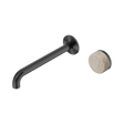 An image of Nero Tapware's Serenity Progressive Wall Basin Mixer 220mm Spout With Rome Travertine Handle Gun Metal