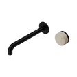 An image of Nero Tapware's Serenity Progressive Wall Basin Mixer 220mm Spout With Rome Travertine Handle Matt Black