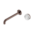 An image of Nero Tapware's Serenity Progressive Wall Basin Mixer 220mm Spout With Arabescato Corchia Handle Brushed Bronze