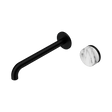 An image of Nero Tapware's Serenity Progressive Wall Basin Mixer 220mm Spout With Arabescato Corchia Handle Matt Black