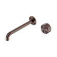 An image of Nero Tapware's Serenity Progressive Wall Basin Mixer 220mm Spout With Metal Handle Brushed Bronze