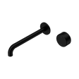 An image of Nero Tapware's Serenity Progressive Wall Basin Mixer 220mm Spout With Metal Handle Matt Black
