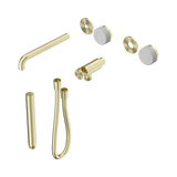 An image of Nero Tapware's Serenity Progressive Shower System With Spout With Carrara Handle And Slim Shower Trim Kit Only Brushed Gold