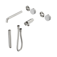 An image of Nero Tapware's Serenity Progressive Shower System With Spout With Carrara Handle And Slim Shower Trim Kit Only Brushed Nickel