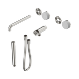 An image of Nero Tapware's Serenity Progressive Shower System With Spout With Carrara Handle And Slim Shower Trim Kit Only Brushed Nickel