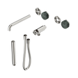 An image of Nero Tapware's Serenity Progressive Shower System With Spout With Verde Alpi Handle And Slim Shower Trim Kit Only Brushed Nickel