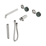 An image of Nero Tapware's Serenity Progressive Shower System With Spout With Verde Alpi Handle And Slim Shower Trim Kit Only Brushed Nickel