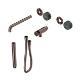 An image of Nero Tapware's Serenity Progressive Shower System With Spout With Verde Alpi Handle And Slim Shower Trim Kit Only Brushed Bronze